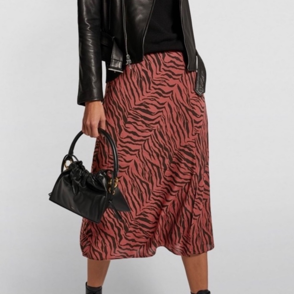 Rails Veda Rust Tiger Print Midi Skirt Large